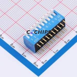 DSDP-10-B DIP Switch Through hole Component (THT) Switch Piano Key 10 2.54mm Blue - Product Image 1