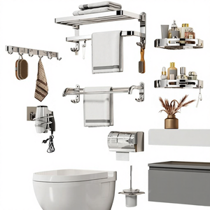 Modern Eco-Friendly 304 Stainless Steel Wall-Mounted <b>Bathroom</b> Storage Shelves & <b>Accessories</b> Set - Product Image 4