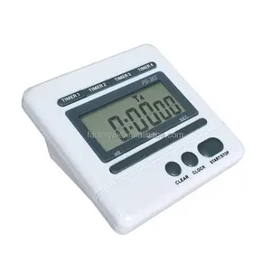 4 Group White Digital Timer with 100h Clock Eco-Friendly Plastic Mini Kitchen Timer Novel & Minimalist Design