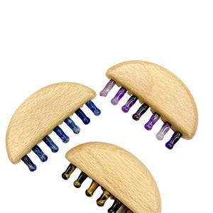 หวีหยกธรรมชาติสีเขียวเข้ม ปี 2026 วัสดุหยก ใช้สำหรับนวดกัวซา รูปทรงพระจันทร์ <span class=keywords><strong>ไม่มี</strong></span>กล่อง - Product Image 5