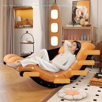 Fauteuil à bascule en bois avec revêtement orange, fauteuil inclinable ergonomique pour salon, balcon