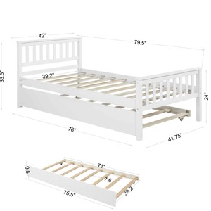 White Solid Wood <b>Kids</b> Bed With <b>Storage</b> Drawer And Guardrails Single Size Bedroom Furniture For Children - Product Image 2
