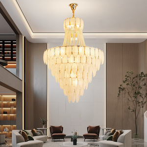 Luxury Feather Crystal Chandelier Led <b>Light</b> Round Multi Head For Living Room Hotel Lobby Staircase - Product Image 2