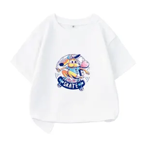 नई गर्म फैशन बच्चों के चालक दल गर्दन टी शर्ट लड़कियों को लड़कों कार्टून कुत्ते प्रिंट नरम टी शर्ट के लिए Colorfast कपास टी शर्ट बच्चों