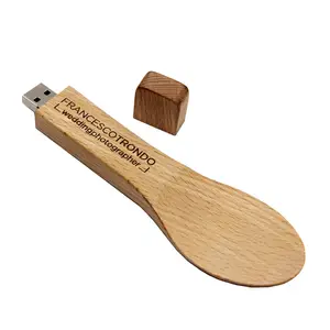 Pen Drive ecológico de madera con forma de cuchara Usb Flash Drive 2GB 4G 8GB 16GB logotipo personalizado u disco Usb 2,0 Memory stick