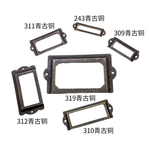 Card Holder Iron Die Casting Antique Tin Drawer Label <b>Frame</b> <b>Black</b> Handle 319 310 312 311 243 309 - Product Image 1