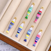 Pendentif Poisson Multicolore en Émail Plaqué Or 18K pour Fabrication de Bijoux