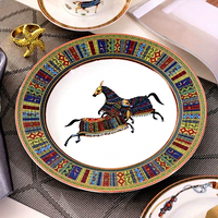 Service de table en porcelaine fine de luxe, assiettes en céramique écologiques, plats à dessert, tasse et soucoupe pour les fêtes