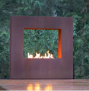 Outdoor Heating Corten Steel Propane Gas Fire Pit Garden Outdoor Gas <strong>Firepit</strong> <strong>Table</strong> <strong>Set</strong> - Product Image 2