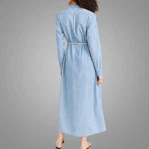 Vendita OEM Abito in Denim a Maniche Lunghe Elegante con Bottoni Comodo Casual Vestiti in Jeans <span class=keywords><strong>Online</strong></span> - Product Image 4