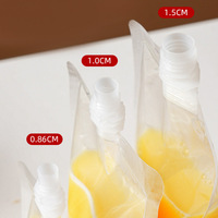 Pochettes souples transparentes jetables de 150 ml et 250 ml avec bec verseur et fermeture éclair, recyclables, impression sérigraphique pour boissons liquides