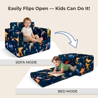 Canapé-lit pliable confortable en tissu pour enfants de plus de 2 ans, motif animal de dessin animé mignon, pour chambre à coucher et salon