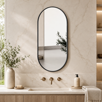 Miroir de salle de bain ovale intelligent à LED avec éclairage frontal, pour maquillage, salon, gradation progressive, 3 couleurs, anti-buée, Bluetooth