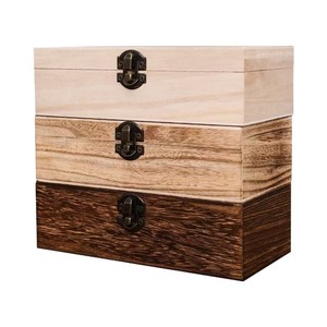 Caja de Almacenamiento Rectangular de Madera Maciza 20x10x6cm, Caja para Joyas con Tapa Abatible, Caja Decorativa para Empaque General - Product Image 4
