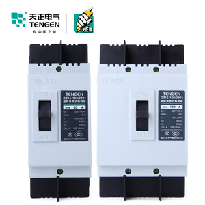 Disjoncteur à boîtier moulé Tengen Dz15 63A 100A 3P 380V, thermique et magnétique, en plastique - Product Image 1