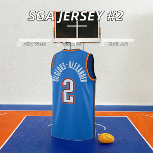 Мужская дышащая безрукавка для баскетбола из 100% полиэстера с вышивкой: Шай Гилджус-Александр, Ялен Уильямс, Холмгрен 8 #   180 г - Product Image 2