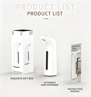 Distributeur automatique de savon liquide sans contact, alimenté par batterie, étanche, 400 ml (13,53 oz), à fixer au mur, pour cuisine, salle de bain, restaurant