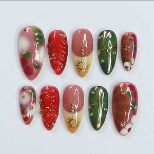 Faux ongles en acrylique de luxe faits à la main, pointe française, emballage personnalisé, design de faux ongles, style de faux ongles - Product Image 5