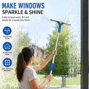 Nettoyeur de vitres professionnel avec long manche, adapté aux fenêtres intérieures et extérieures, aux vitres hautes, au nettoyage des fenêtres surélevées - Product Image 3