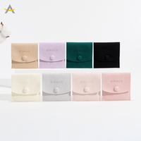 Auralux Logo personnalisé petite boucle d'oreille collier Bracelet anneau enveloppe rabat rose microfibre bijoux pochette sac