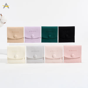 Auralux Logo personnalisé petite boucle d'oreille collier Bracelet anneau enveloppe rabat rose microfibre bijoux pochette sac - Product Image 6