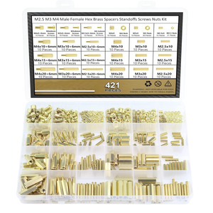 Baiguluo <b>M3</b> Hex Brass Standoffs <b>Screws</b> Nuts Assortment Kit 220 Pieces Metric Internal Hex Natural Finish - Product Image 3