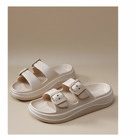 Sandales à boucle pour femmes, semelle épaisse, double sangle réglable, sandales pour hommes, pantoufles de créateur à deux brides, vente en gros, logo personnalisé