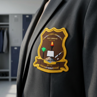 Écusson tissé personnalisé, badge brodé, fil polyester, décoration pour uniforme scolaire ou de club