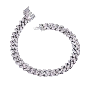 6mm Diamond Tester for 925 Sterling Silver VVS Moissanite Iced Hip Hop Cuban Link Bracelet for <b>Men</b> and Women - Product Image 1