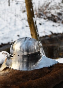 Sallet allemand ca. Casque de Chevalier Médiéval en Acier 1480 AD, Armure du Fin du XVe Siècle, Coiffe Historique, Conception Fonctionnelle, Vente en Gros - Product Image 3