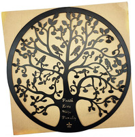 Accrochage mural rond en métal pour tubes et lettres 1 pièce, décoration de luxe, or, noir, branche de fleur, feuille, pour événement