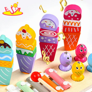 Jouet d'activité 3 en 1 en bois pour enfants : jeu de pêche, blocs à empiler, <span class=keywords><strong>xylophone</strong></span>, jouet éducatif W12D765 - Product Image 3