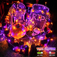 Guirlandes lumineuses LED pour Halloween, 33 pieds, 100 LED, intérieur/extérieur, étanches, lumières féériques, télécommande, alimentées par piles, décoration