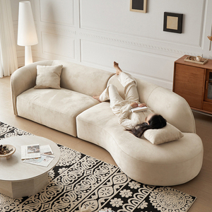 Sofa vải Bắc Âu hiện đại đơn giản phòng khách chống mèo trầy xước sofa nhung mờ sofa xốp hình vòng cung thẳng - Product Image 2