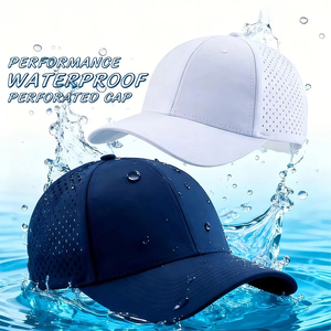 Promotionnel de haute qualité respirant couleur unie blanc plaine découpé au Laser trou Golf corde chapeau 5 panneaux Baseball perforé chapeau - Product Image 4
