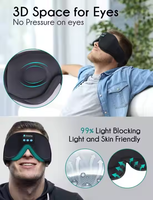 Masque de sommeil musical sans fil 3-en-1 avec bandeau BT 5.3, étanche IPX-3, taille ajustable, pour dormeurs latéraux, relaxation en voyage, téléphone portable