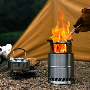 Estufa de Leña Portátil de Acero Inoxidable, Redonda, para Acampar al Aire Libre, Color Plateado, Tiempo de Ebullición de 5 a 10 Minutos - Product Image 1