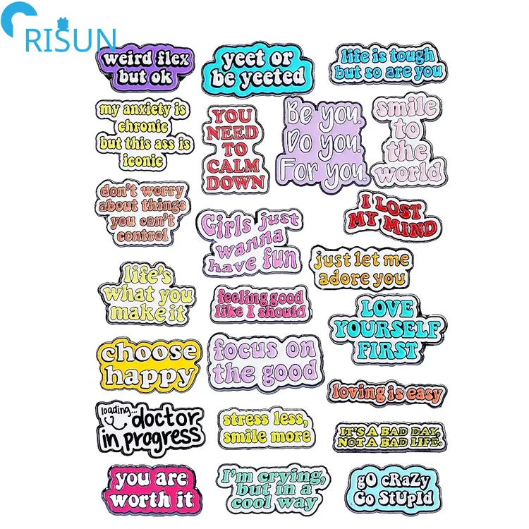 Metal letra positiva refrán inspirador frase motivacional alfileres de solapa insignias broches personalizados motivación positiva alfileres de esmalte