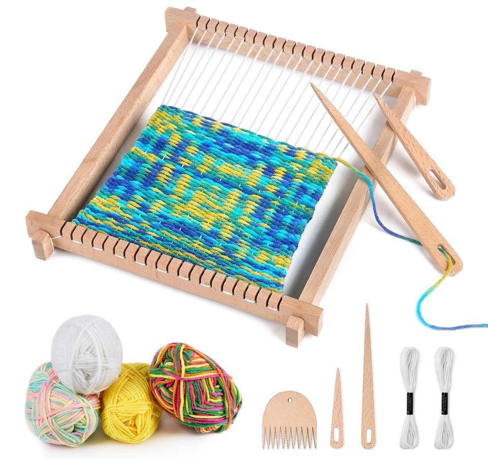 Modern Hand-Knitting Machine with Wood Knitting Needles Storage Rack ...