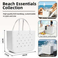 Sac de plage en EVA à carreaux avec logo personnalisé imprimé, imperméable, grande capacité, durable, sac de voyage d'été, sac de shopping, vente en gros