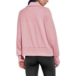 Sweat-shirt zippé personnalisé pour femme, col montant, manches longues, coupe ample, décontracté, léger, avec poches - Product Image 4