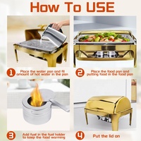 DaoSheng 9L Vente en gros Décoration de fête de mariage Buffet Traiteur Réchaud à aliments Hotpot Couvercle en verre de luxe Plats à réchaud en or