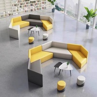 Ensemble de canapé-lit modulaire minimaliste moderne en cuir de haute qualité pour salle d'attente, bureau, hall d'accueil
