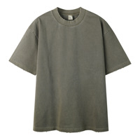 T-shirt Homme Col Rond 430g Streetwear Lourd Effet Vieilli Flocon de Neige Personnalisable pour Impression