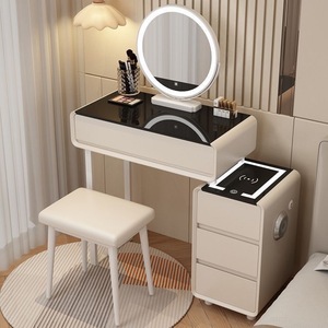 Modern Minimalist Dressing <b>Table</b> Solid Wood Cream Style With <b>Drawer</b> And Smart Features For Small Apartments - Product Image 2