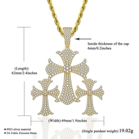 Pendentif de luxe personnalisé en moissanite, breloques en forme de croix serties de zircons