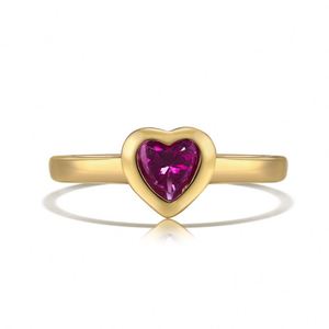 Anello da Donna Dylam dal Design Semplice ed Elegante, Placcato in Oro 22K, Argento S925, Forma a Cuore con Zirconia 5A, Anello <span class=keywords><strong>di</strong></span> <span class=keywords><strong>Promessa</strong></span> e <span class=keywords><strong>Matrimonio</strong></span> - Product Image 1