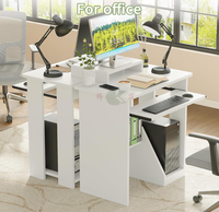 Bureau d'ordinateur compact de 30 pouces avec étagère de rangement, table d'écriture moderne pour bureau à domicile, poste de travail gain de place pour petites pièces