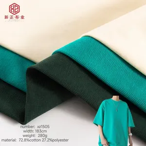 Nhà Sản Xuất Bán Buôn 72.8% Bông 27.2% Polyester 280G Sườn Đan Bông Polyester Vải Cho Cuffs