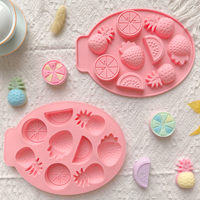 Moule à biscuits en silicone à 9 cavités sur le thème des fruits, pastèque, citron, fraise, ananas, moule à chocolat, bonbons, pudding, décoration